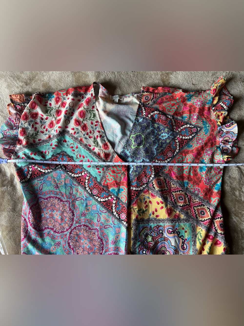 Umgee Multicolor Patchwork Tunic Top - Picture 8 of 11